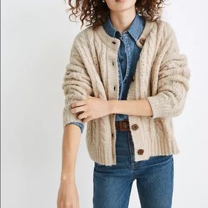 Madewell cream cable knit boxy cardigan